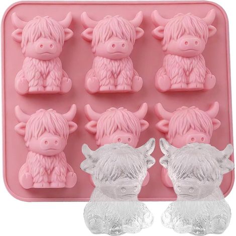 Moule à glaçons Glaçons vache des Highlands en silicone réutilisable Contenants et gadgets mignons pour whisky, cocktails, jus, bourbon, cuisine, fêtes, apéritif, aliments, camping et