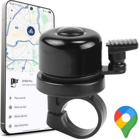 Support Sonnette Vélo - 1 Pièce - Plastique Renforcé - Compatible AirTag Find My - Guidon 22,2mm - Noir (1/5)