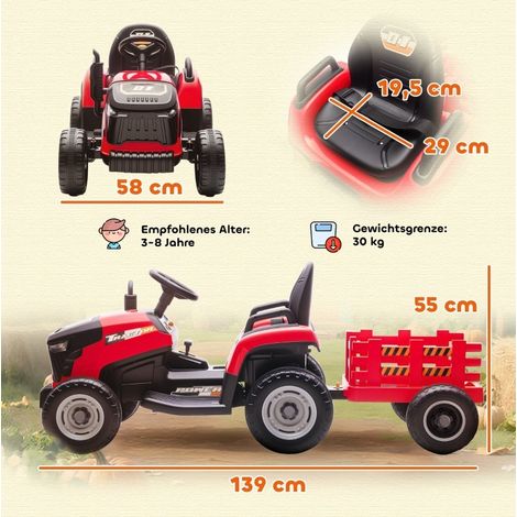 Trattore elettrico per bambini con telecomando, avvio graduale, 3-8 anni, rosso DESVIAE (1/3)