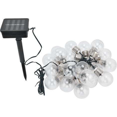 20 Luci a stringa solari a LED G50 – Lampadina – Impermeabile – Per esterni – Giardino / Matrimonio / Vacanza / Villa – Decorazione – Luce bianca