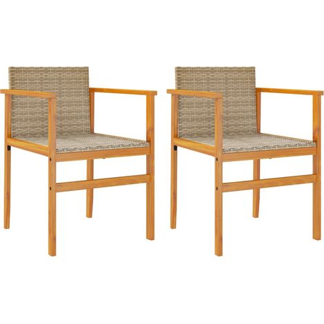 Lot de 2 Chaises de jardin,Chaise d'extérieur beige résine tressée et bois massif CFW8743690 (1/5)