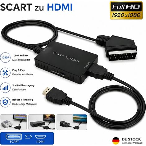Scart zu auf HDMI Adapter Konverter Wandler HD 1080P Video/Audio Converter HD TV