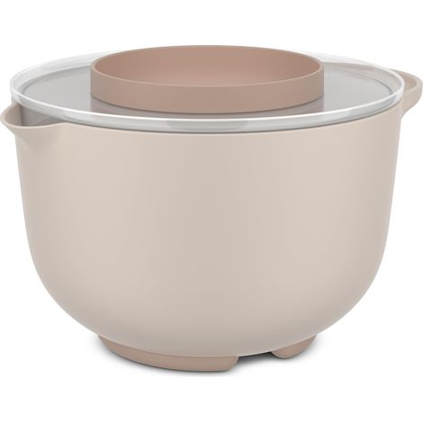 Bol de Préparation plus Couvercle Chef It, Base Antidérapante, Résiste au Micro-Ondes et au Lave-Vaisselle, Matériau Résistance aux Chocs Supporte Jusqu'À 110°C, 3000 ml, Chalk (1/5)