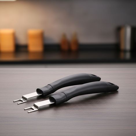 Melko 2X Edelstahl Handgriff für Grillgitter Holzgriff Grillroste 24CM Grillzubehör 