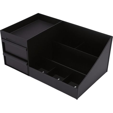 Organisateur de parfums à 7 compartiments et 2 tiroirs, rangement pour salle de bain, comptoir ou bureau, noir, taille M (1/5)