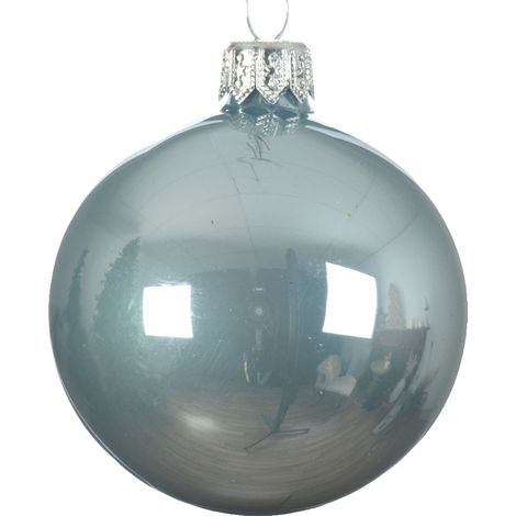 Box Da 4 Palline Di Natale Azzurra Lucido 10Cm