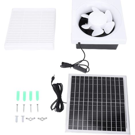 Kit ventilatore a pannello solare da 20 W e 6 pollici per bagno e cucina, verde, resistente, adatto agli animali domestici (1/5)