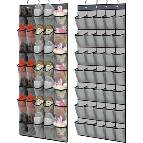 Organisateur De Chaussures Pour Porte - 35 Poches En Maille - 172 X 67 Cm - Pour Placard Salle De Bain Garage - 2 Pièces (1/5)