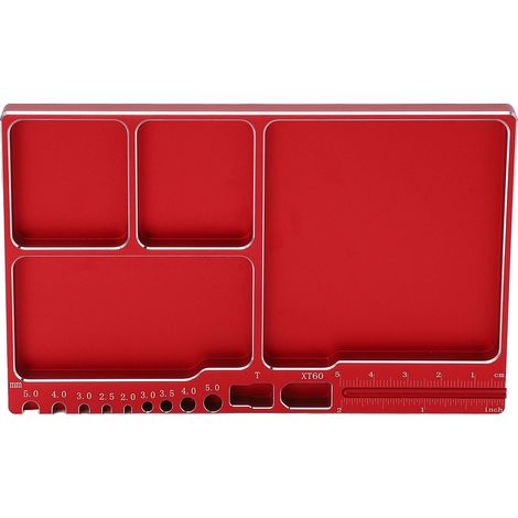 Plateau à vis magnétique en alliage d'aluminium, plateau à pièces magnétique à large utilisation avec coussin magnétique pour réparation RC rouge (1/5)