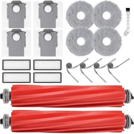 Pièce de rechange pour Roborock QV 35A / QV 35S / QR 798 / QR 598 aspirateur robot accessoires, 2 brosse principale, 4 Chiffon, 4 sacs à poussière, 4 filtres, 4 brosses latérales (1/4)