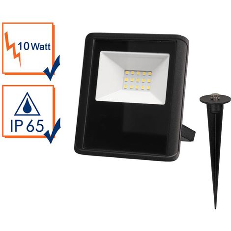 10 Watt LED Strahler SET Montagehalterung & Erdspieß, Neutralweiß, IP65, 11x13cm (1/5)
