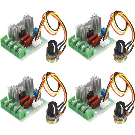 Regolatore di velocità del motore CA cablato da 4 pezzi da 2000 W, regolatore di velocità del modulo dimmer, regolatore di tensione regolabile 110-220 V 25 A per la regolazione della luminosità