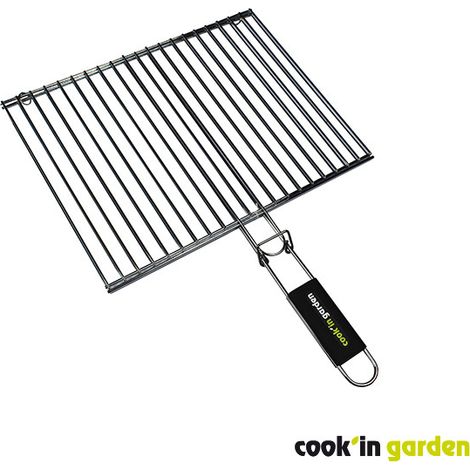 Grille de barbecue double en acier chromé 40x30cm – Résistante aux hautes températures – Manche soft-touch pour prise en main facile – Garden Max (1/2)