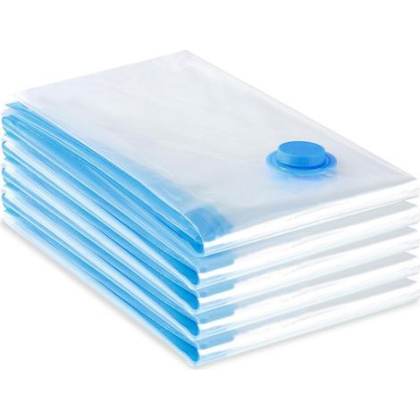 Sac Rangement Sous Vide Aspirateur, Lot de 5 (60 x 80cm) Sac Vetement Reutilisable, Housse de Rangement Sous Vide Couettes avec Pompe Manuelle