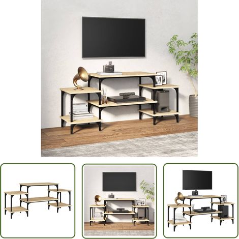 The Living Store Meuble TV chêne sonoma 117x35x52 cm bois d'ingénierie - Meuble Tv - Meuble Téléviseur - Support Tv - Unité Tv - Meuble Salle Séjour (1/5)