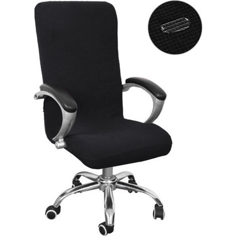 Housse de chaise de bureau universelle en microfibre lavable, extensible et confortable – Noir, taille M (1/5)