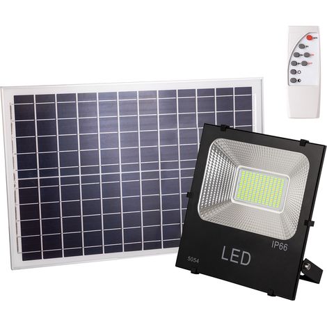 Projecteur LED 100W 10 000Lm 6000ºK Capteur Solaire 100W + Panneau de Commande à Distance 6V/25W 40 000H [PL-626005-CW]
