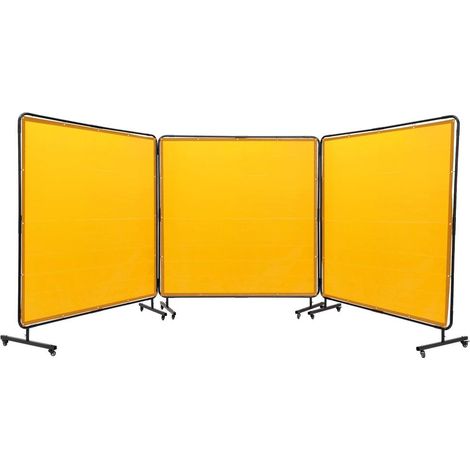 Protection UV en Soudure Écran Rideau Mobile 3 Panneaux 1,8x1,8 m Vinyle Ignifuge 12 Roues Pivotantes Jaune (1/5)