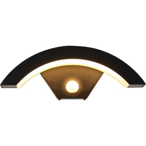 Applique murale LED à détecteur de mouvement, étanche pour extérieur et intérieur, design moderne noir, éclairage automatique pour porche, jardin et couloir
