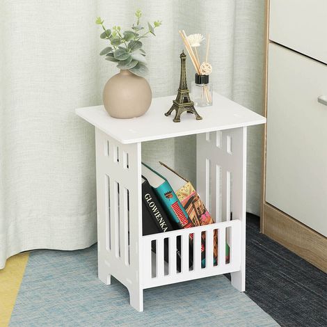 White PVC Side Table for Sofa, Antique 29 x 6 x 45 cm (1/5)
