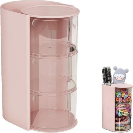 Organisateur d'accessoires pour cheveux, porte-pinceaux de maquillage rotatif, organisateur de bijoux rotatif, organiseur de bureau, anti-poussière, 3 tiroirs (1/5)