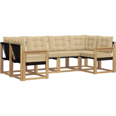 Outdoor Sofa Set with Cushion 6 pcs White and Beige vidaXL (1/5)
