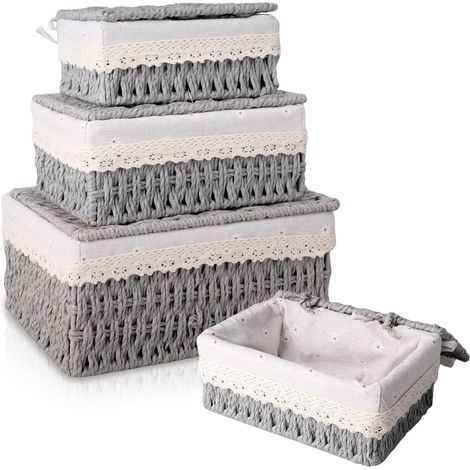 Lot de 3 Paniers de Rangement,Panier Rangement,Empilables Panier Salle de Bain Convient aux Jouets,Décoration,Maison,Cosmétiques(Gris)