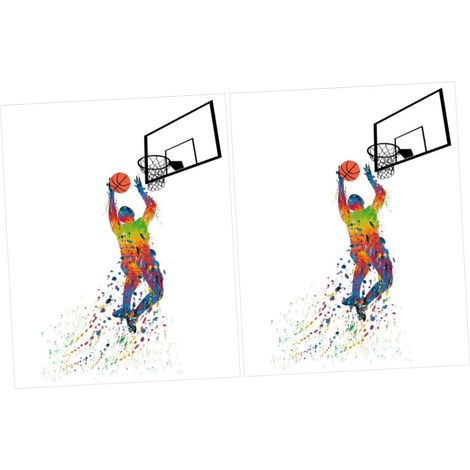 2pièces Stickers Muraux Amovibles De Basketball Décoration Autocollante Pour Chambre Salon Et Bureau Autocollants Et (1/5)
