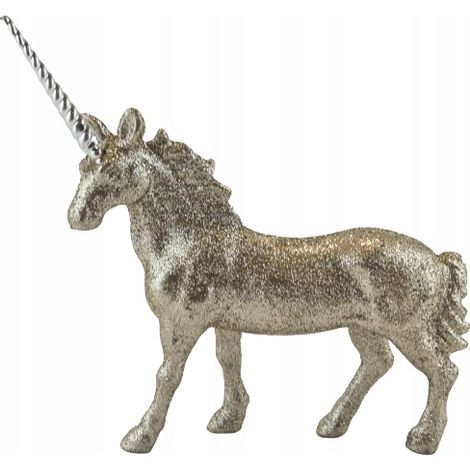Statuetta di unicorno 14 × 12 × 3 cm glitterata, oro (1/5)