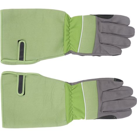 1 paire de gants de jardinage résistants aux coupures et perforations, protection avant-bras incluse, couleur verte (1/5)