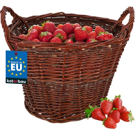 KOTARBAU® Panier en Osier - Ø 40 cm - Brun - Panier Rond - pour Bois - Jouets - Fruits & Légumes - Décoration Intérieure Extérieure - Osier Naturel (1/5)