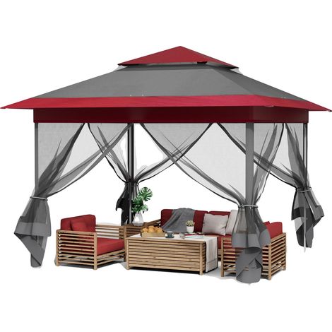 Abri de jardin, Imperméable, Hauteur réglable, Rouge et Sombre (1/2)