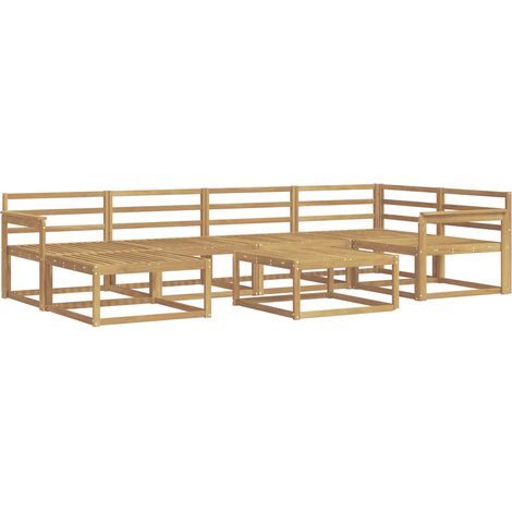 Set di divani da esterno 7 pcs Bianco Legno di Acacia Massello vidaXL