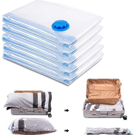 Jiubiaz karpal Vakuumbeutel 5er Set 40x60 CM, Aufbewahrungsbeutel für Kleidung & Bettwäsche, platzsparende Kleidersäcke mit Ventil, wiederverwendbar & transparent (1/5)
