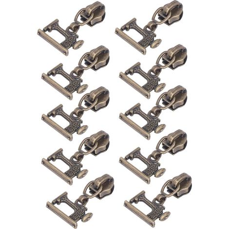 10 Metallreißverschlüsse für Nähmaschinen, Jacken, Bastelarbeiten, Taschen, Gepäck, Reißverschlusskopf aus Bronze (1/5)