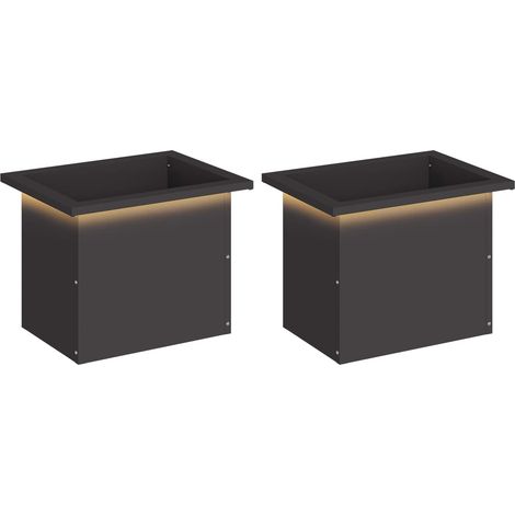 Garden Planter with LED 2 pcs Black 30 x 40 x 30 cm Steel vidaXL (1/5)