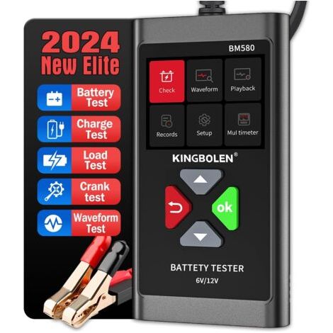 BM580 Testeur batterie voiture 12 V, 100-2000 CCA Analyseur de batterie de voiture Testeur d'alternateur de voiture Moto ATV SUV Testeur de système de démarrage de charge de bateau (1/5)