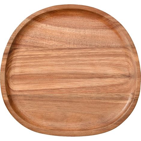 Essteller aus Holz, unregelmäßig ovales Design, Mehrzweck-Serviertablett, 21 x 20,5 cm (1/2)