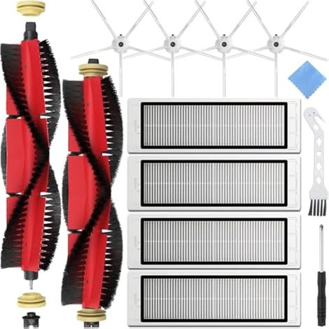 Pièces de rechange Accessoires pour Roborock S6, S5, S5 Max, S6 Pure, S60, S65, S50, S6 Max V Robot Aspirateur, 2 x Brosses principales, 4 x Filtres HEPA, 4 x Brosses latérales (10 Pcs) (1/5)