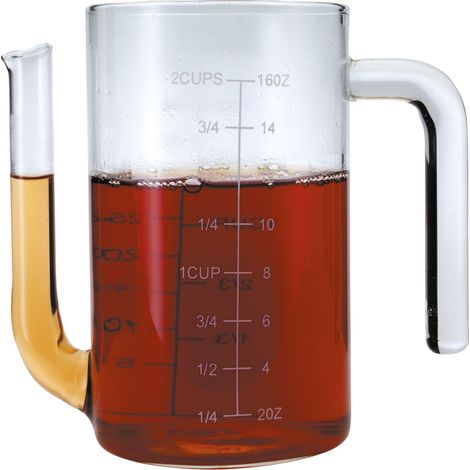 MasterClass Jarra de cristal para salsa/separador de grasas, 450 ml / 2 tazas / 16 onzas líquidas de capacidad, 7,9 x 14,5 x 12,5 cm