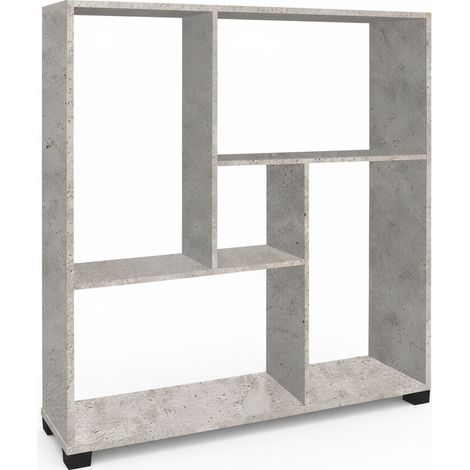 Libreria Scaffale 5 Ripiani Mobile Soggiorno Legno 80x24x83.5 cm cemento