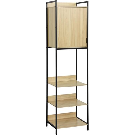 Wardrobe module with 5 shelves and 1 door Black 60x48x190 cm - Clever
