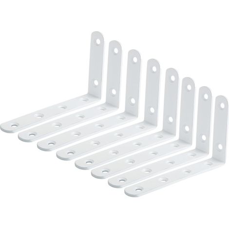 8PCS White Shelf Brackets 120mm Metal L Bracket, Heavy Duty Wall Mounted Support for Living Room, Kitchen, Office (1/5)