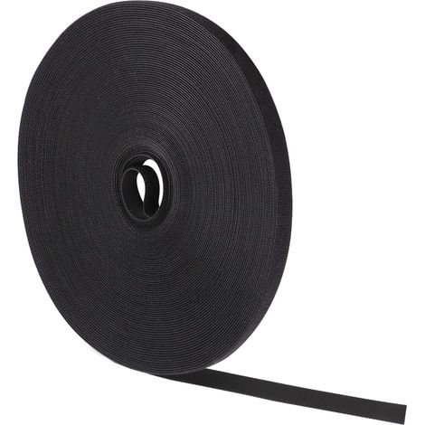 Attache-câble Velcro de 25 m, attache-câble de 10 mm avec Velcro, Velcro refermable pour l'organisation des câbles (Noir)