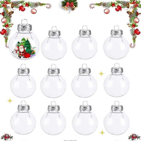 Boules de Noël transparentes, 12 boules transparentes à remplir, décoration de sapin de Noël, boules de sapin de Noël (AAA) (1/5)
