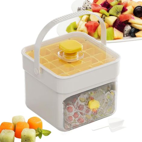 Moldes para cubitos de hielo, moldes de fácil desmolde con asa y tapa, herramienta de prensado de doble capa, accesorio de cocina para whisky, café, cócteles, hogar, camping (1/5)