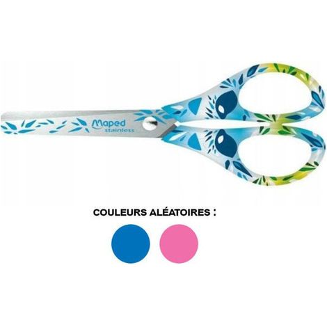 Ciseaux scolaire - 13 cm - Bouts ronds - Acier - Motifs fleuris - Maped
