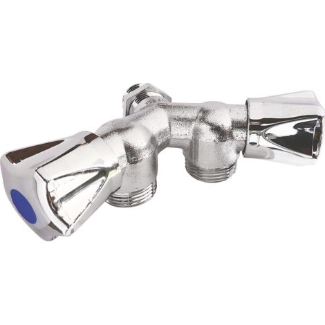 Robinet à clapet double sorties Y pour machine à laver - M1/2" - Sorties M3/4