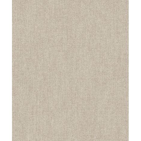 Papier peint uni effet toile jute beige chaud