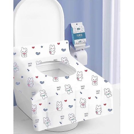 Lot de 60 couvre-sièges de toilette jetables, imperméables, format XL voyage, pour adultes et enfants, emballés individuellement. (1/5)